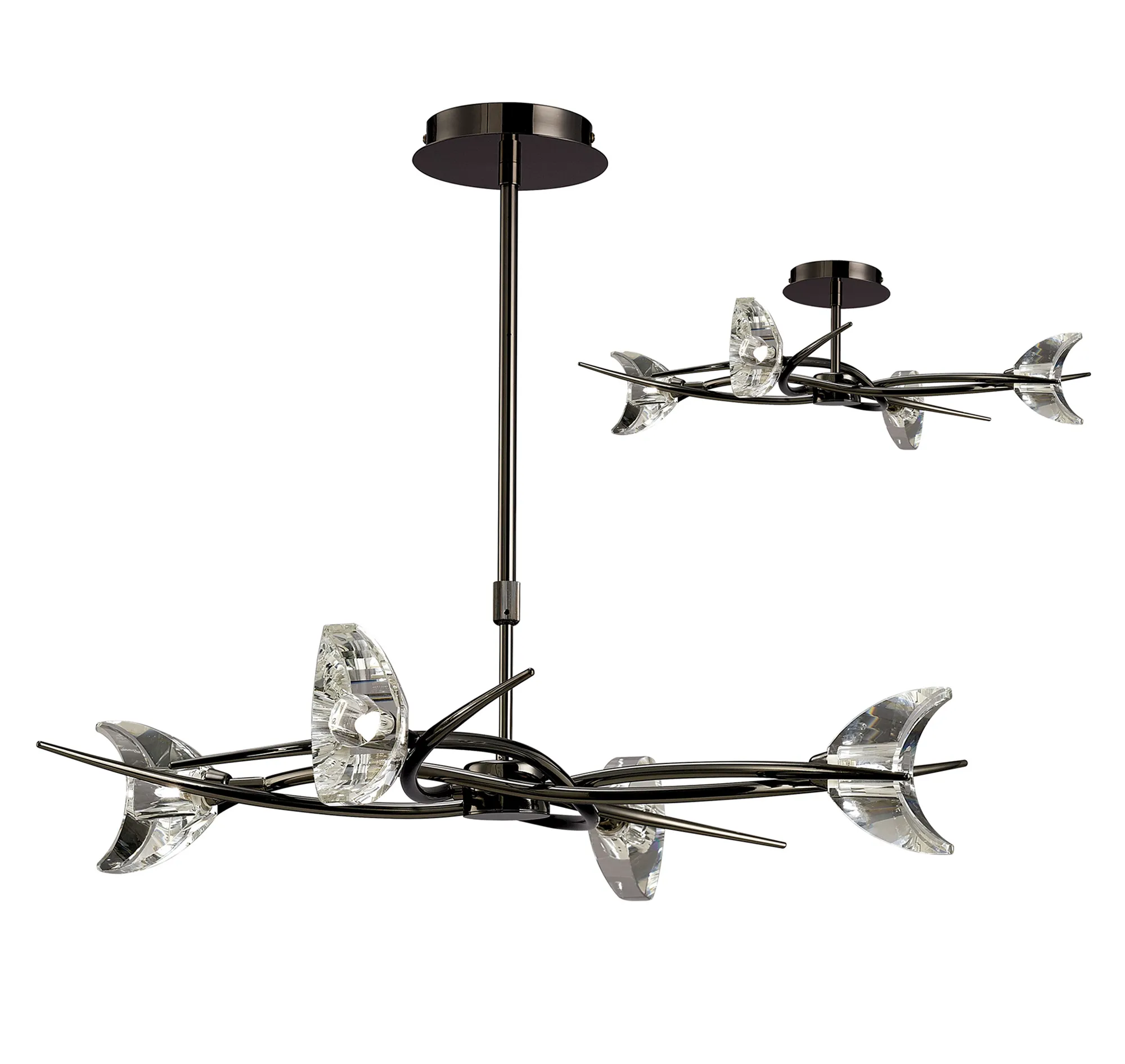 Eclipse Black Chrome Ceiling Lights Mantra Multi Arm Fittings
